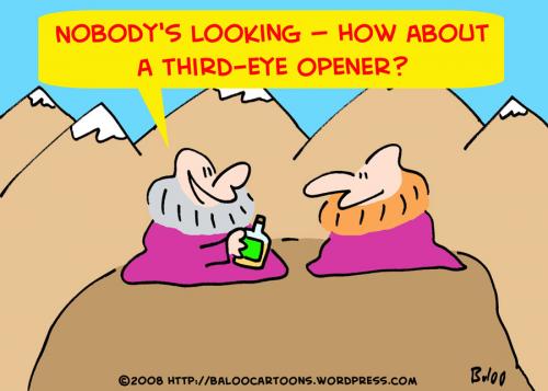 Cartoon: GURUS THIRD EYE OPENER DRINKING (medium) by rmay tagged gurus,third,eye,opener,drinking