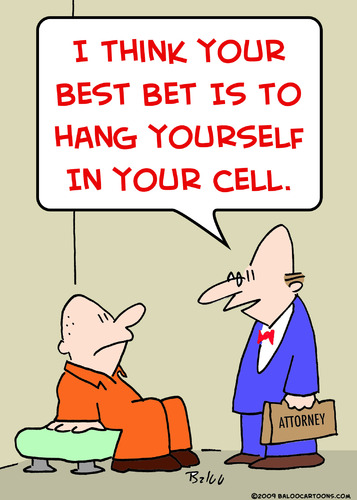 Cartoon: hang yourself cell attorney (medium) by rmay tagged hang,yourself,cell,attorney