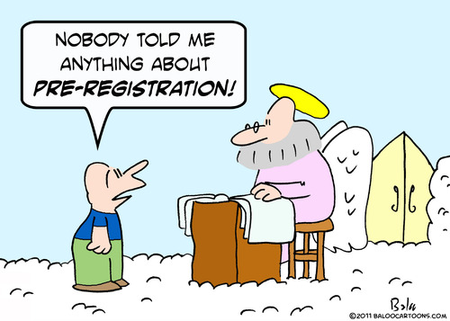 Cartoon: heaven saint peter preregistrat (medium) by rmay tagged heaven,saint,peter,preregistration