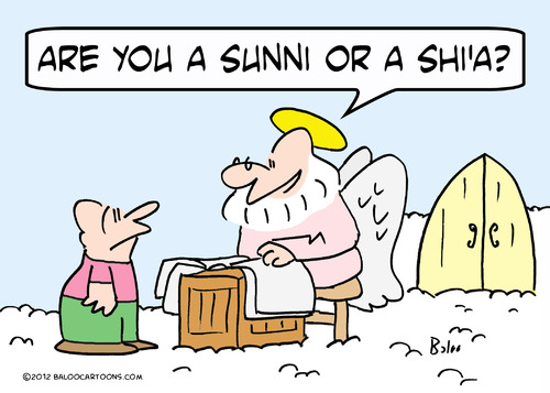 Cartoon: heaven saint peter sunni shia (medium) by rmay tagged heaven,saint,peter,sunni,shia