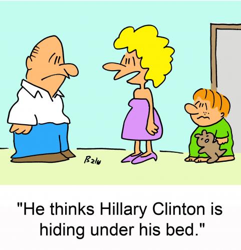 Cartoon: Hillary hiding under bed (medium) by rmay tagged hillary,clinton