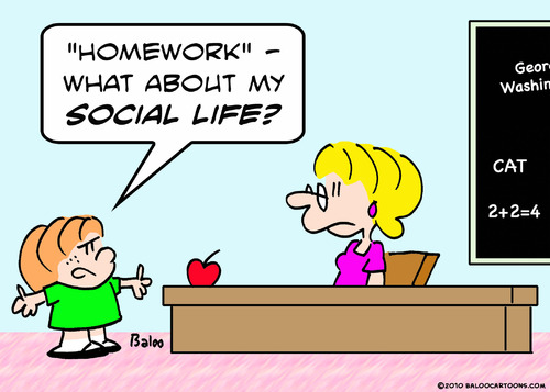 homework social life By rmay | Education & Tech Cartoon | TOONPOOL