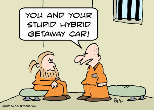 Cartoon: hybird getaway car prison (medium) by rmay tagged hybrid,getaway,car,prison