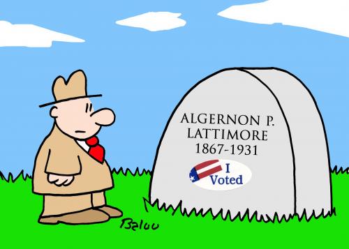 Cartoon: I VOTED GRAVESTONE (medium) by rmay tagged voted,gravestone