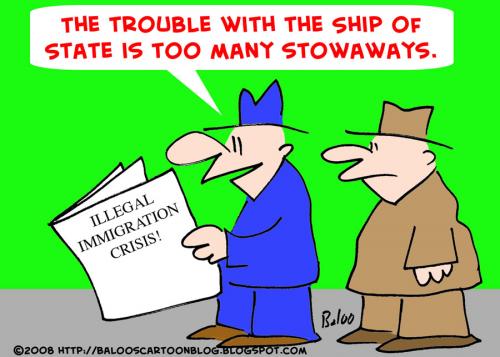 Cartoon: IMMIGRATION STOWAWAYS SHIP STATE (medium) by rmay tagged immigration,stowaways,ship,state