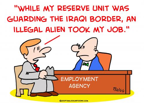 Cartoon: iraq illegal alien job (medium) by rmay tagged iraq,illegal,alien,job