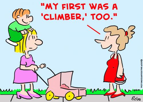 Cartoon: kid mom climber (medium) by rmay tagged kid,mom,climber