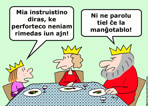 Cartoon: king violence dinner table esper (medium) by rmay tagged king,violence,dinner,table,esperanto