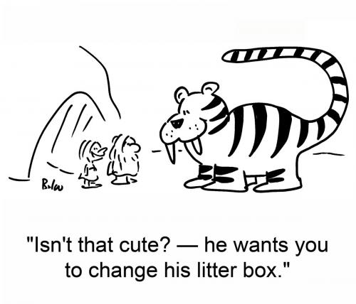 Cartoon: Litter box (medium) by rmay tagged caveman,sabertooth,tiger,litter,box