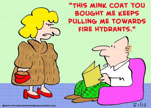 Cartoon: mink coat dog fire hydrant (medium) by rmay tagged mink,coat,dog,fire,hydrant