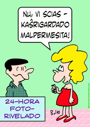 Cartoon: no peeking now esperanto (medium) by rmay tagged no,peeking,now,esperanto