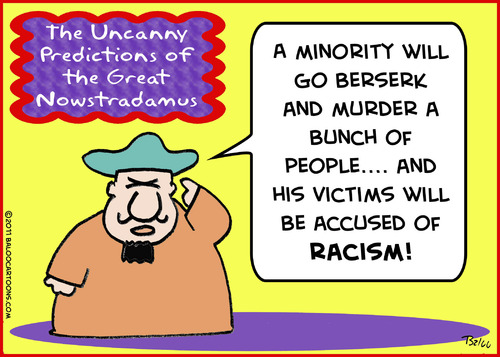 Cartoon: nowstradamus003 minority murder (medium) by rmay tagged nowstradamus003,minority,murder