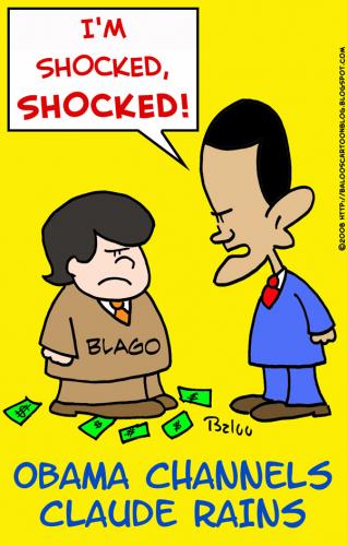 Cartoon: OBAMA BLAGOJEVICH SHOCKED RAINS (medium) by rmay tagged obama,blagojevich,shocked,rains