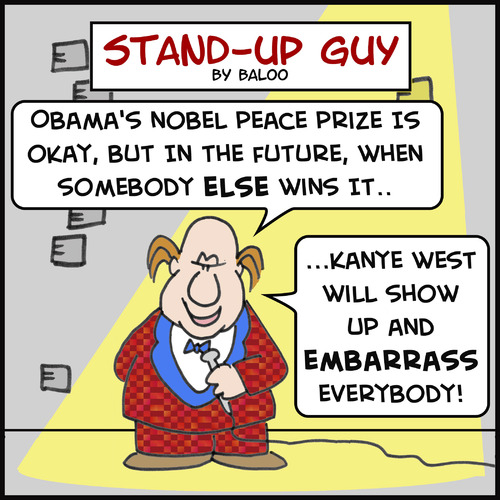 Cartoon: obama kanye west (medium) by rmay tagged obama,kanye,west