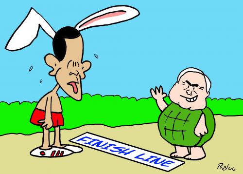 Cartoon: OMAMA MCCAIN FINISH LINE (medium) by rmay tagged omama,mccain,finish,line