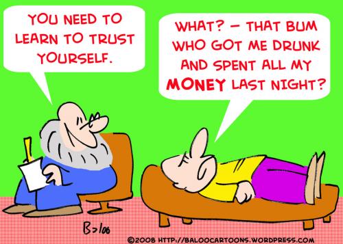Cartoon: PSYCHIATRIST TRUST YOURSELF (medium) by rmay tagged psychiatrist,trust,yourself