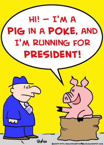 Cartoon: running president pig poke (medium) by rmay tagged running,president,pig,poke