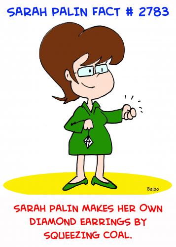 Cartoon: SARAH PALIN EARRINGS SQUEEZING (medium) by rmay tagged sarah,palin,earrings,squeezing,coal