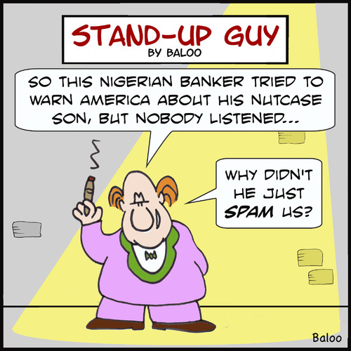 Cartoon: SUGjust spam us nigerian banker (medium) by rmay tagged sugjust,spam,us,nigerian,banker