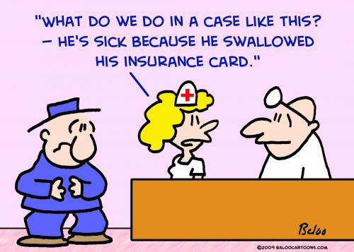 Cartoon: swallowed insurance card (medium) by rmay tagged swallowed,insurance,card