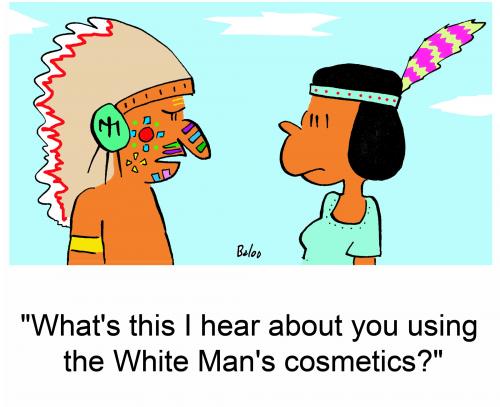 Cartoon: White man cosmetics (medium) by rmay tagged indians,war,paint,white,man,cosmetics