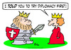 Cartoon: armor king try diplomacy queen (small) by rmay tagged armor,king,try,diplomacy,queen