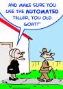 Cartoon: automated teller old goat bank (small) by rmay tagged automated,teller,old,goat,bank