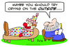 Cartoon: clown crying outside psychiatris (small) by rmay tagged clown,crying,outside,psychiatrist