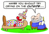 Cartoon: clown crying outside psychiatris (small) by rmay tagged clown crying outside psychiatrist