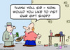 Cartoon: gift shop panhandler visit (small) by rmay tagged gift,shop,panhandler,visit