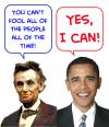 Cartoon: Obama lincoln yes I can (small) by rmay tagged obama,lincoln,yes,can
